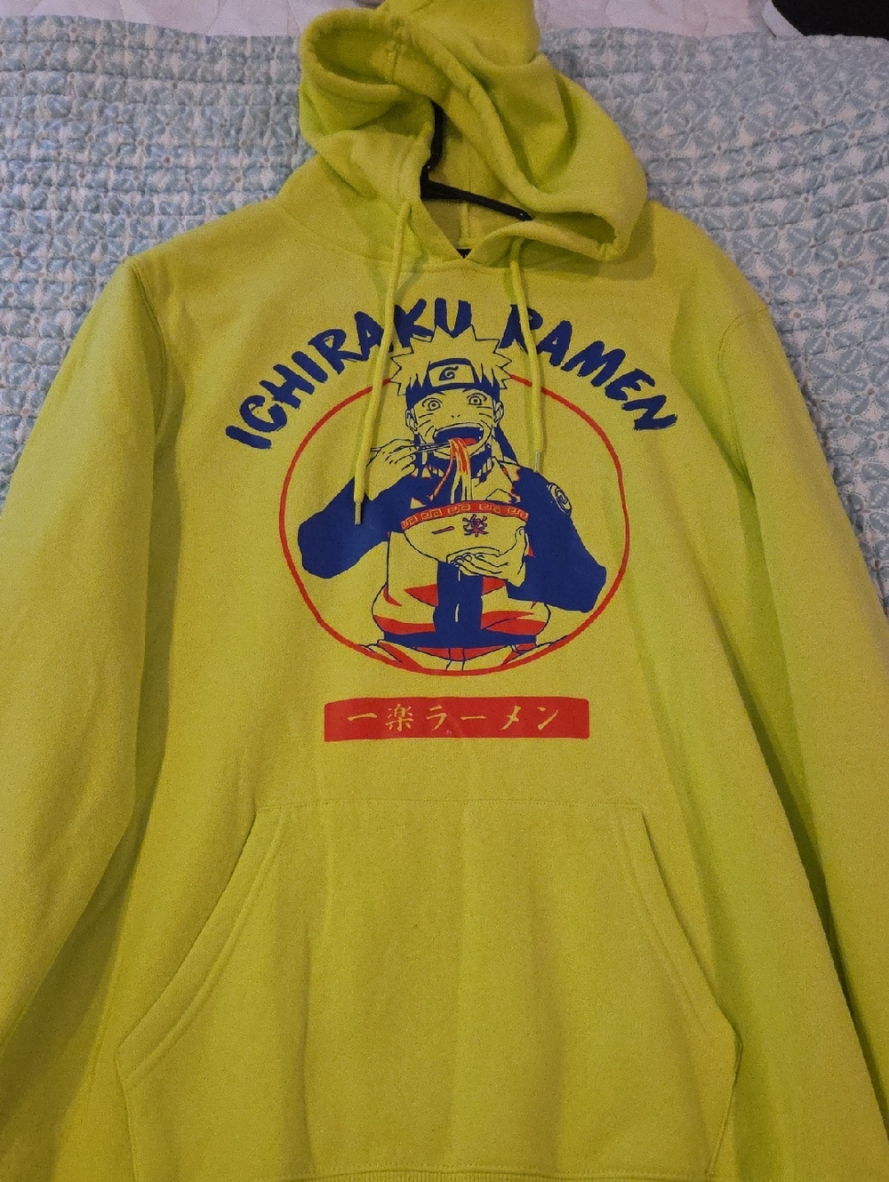 Neon Lime Hoodie with Ichiraku Ramen Graphic